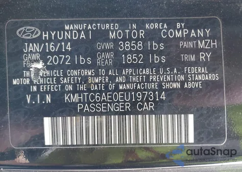 2014 Hyundai Veloster Turbo W/Black from USA, damaged, VIN KMHTC6AE0EU197314